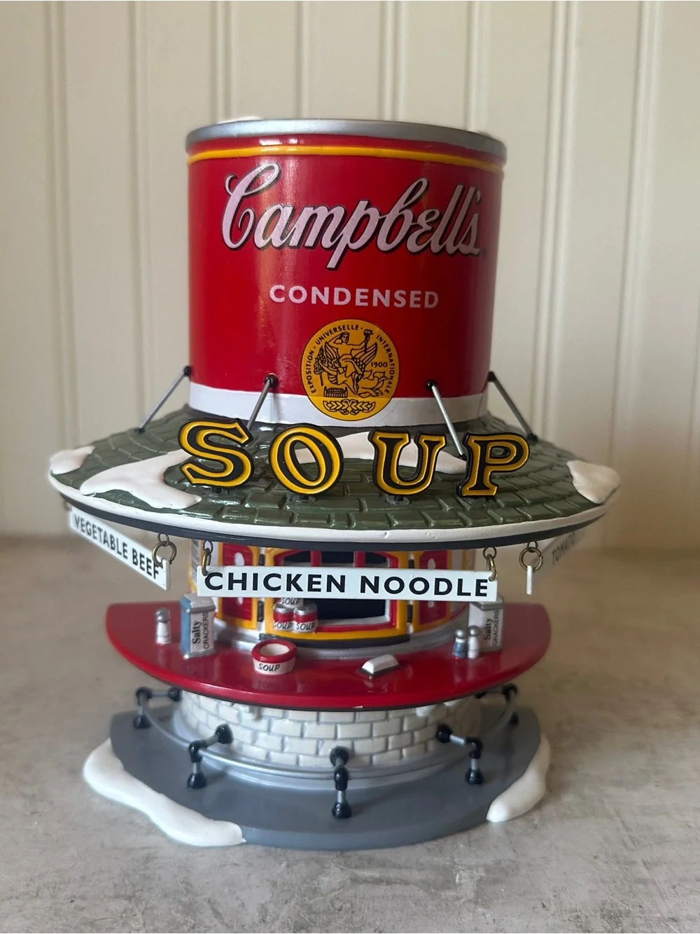 Dept 56 Snow Village Campbell's Soup Counter & M’m! M’m! Good! Accessory Set